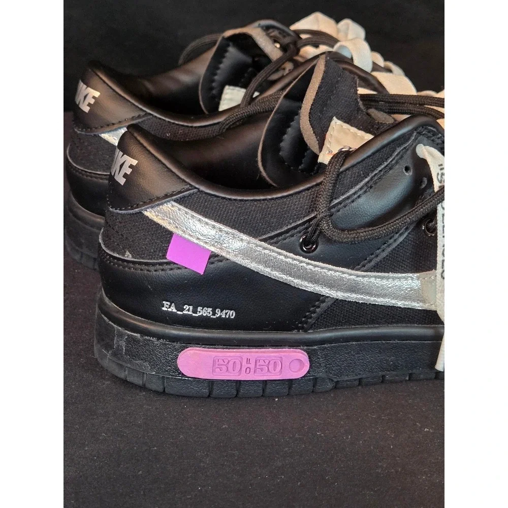 Nike Dunk Low‎ Off White 50 of 50 Black Silver Men's Size 8.5 DM1602 001